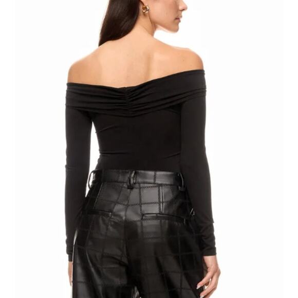 Prabal Gurung Black Off the Shoulder Top LARGE Sweetheart Bodycon Designer $260 - Picture 3 of 12